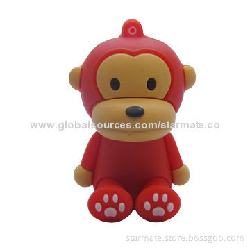 Monkey-shaped USB Flash Drive with 128, 256, 512MB, 1, 2, 4, 8, 16, 32, 64GB Capacity